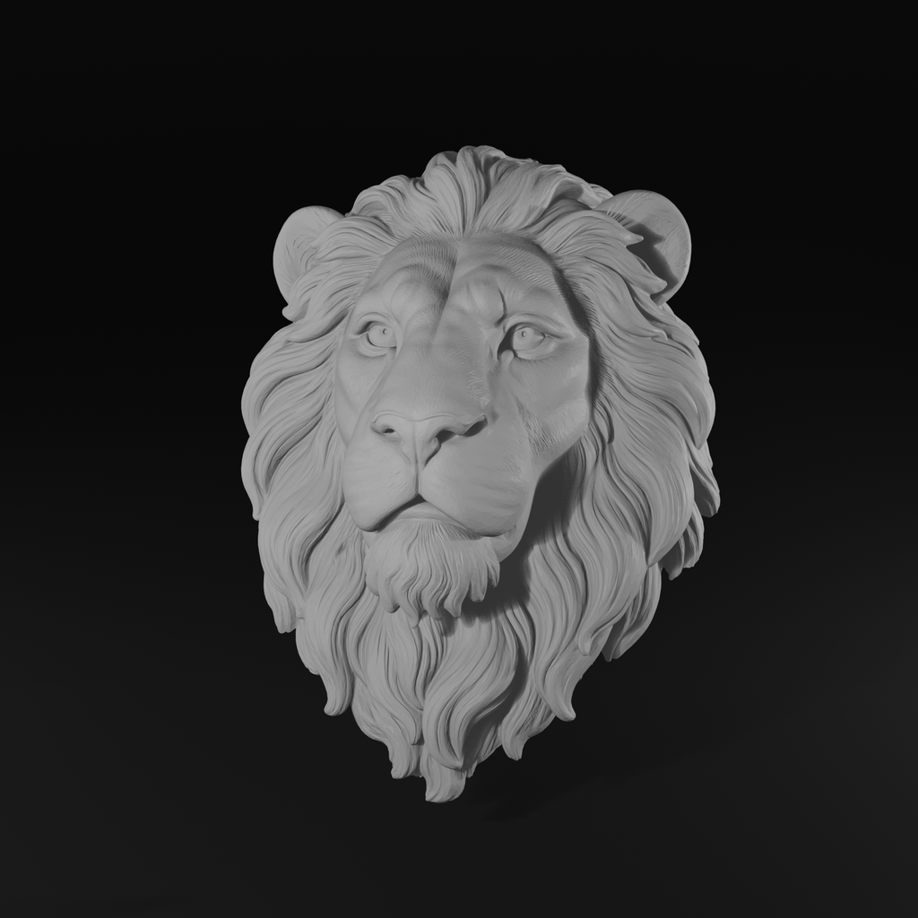 Savage Lion Head Wall Art STL File for 3D Printing