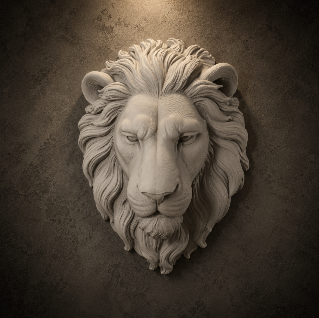 Savage Lion Head Wall Art STL File for 3D Printing