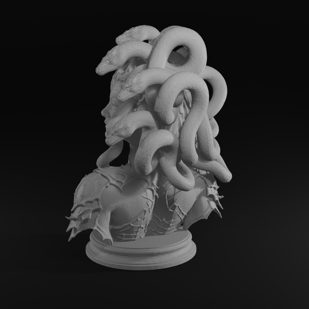 Medusa Queen Bust STL File for 3D Printing Mythological Sculpture