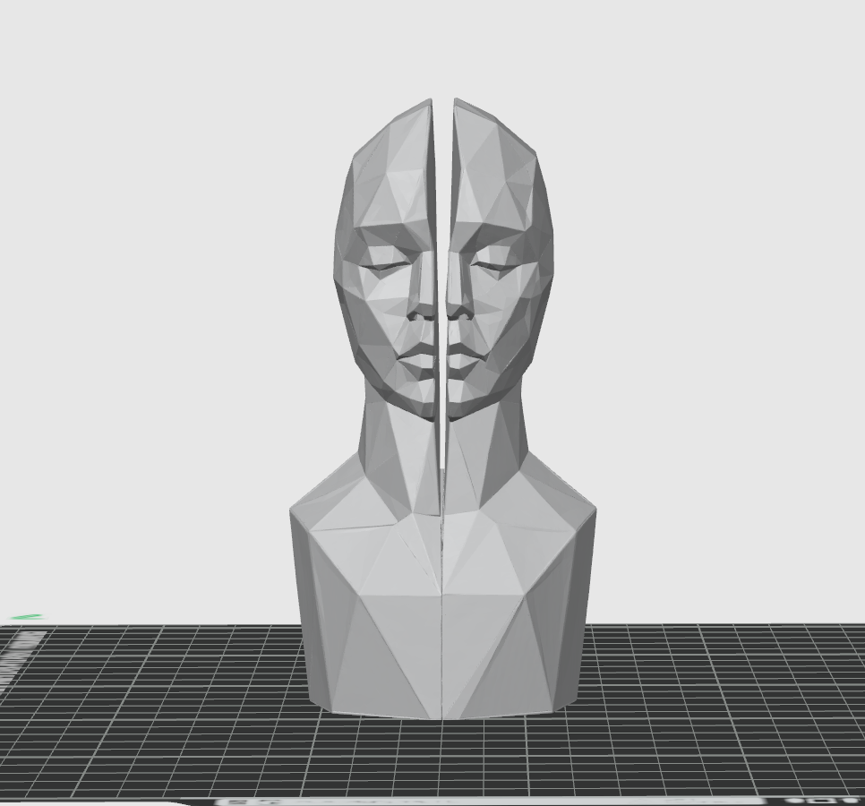 Split Face Sculpture STL – Modern Abstract Head 3D Print Decor