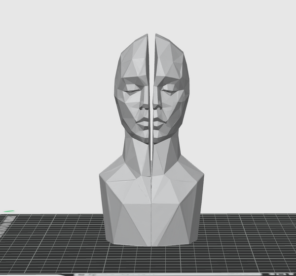 Split Face Sculpture STL – Modern Abstract Head 3D Print Decor
