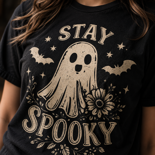 Stay Spooky Ghost PNG, Vintage Halloween Shirt Design, Cute Retro Ghost Sublimation File