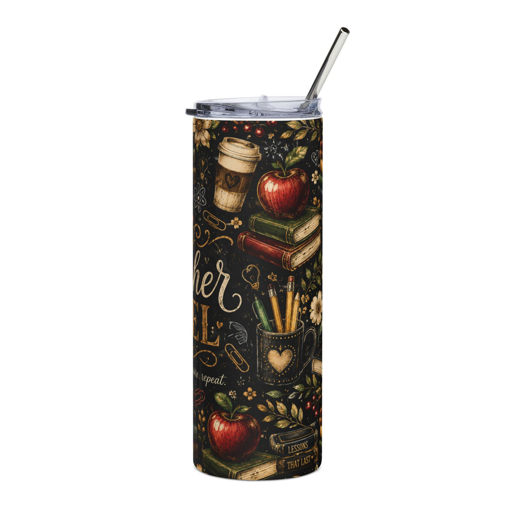 Teacher Fuel 20oz Skinny Tumbler Wrap PNG | Coffee Teach Inspire Sublimation Design