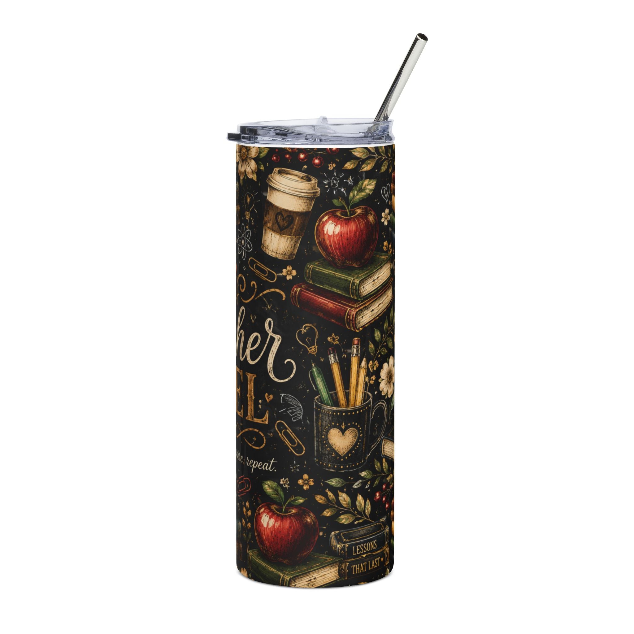 Teacher Fuel 20oz Skinny Tumbler Wrap PNG | Coffee Teach Inspire Sublimation Design