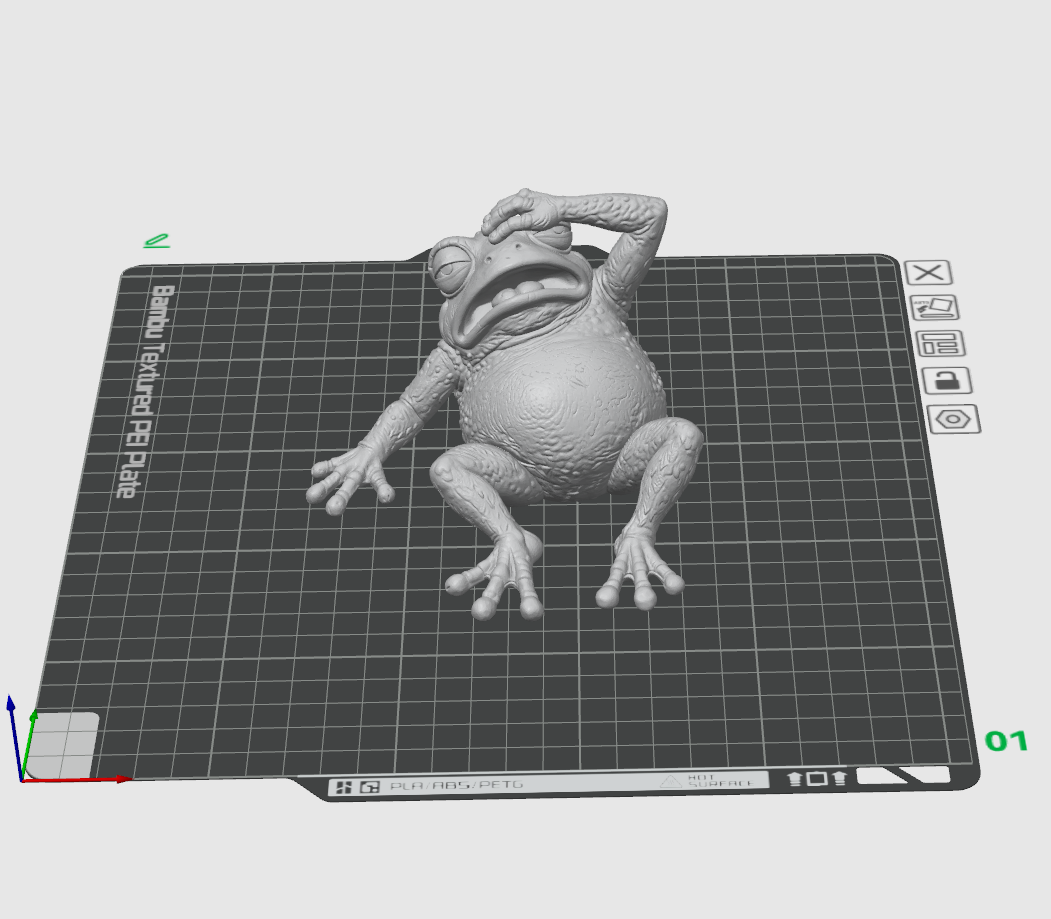 Tired Frog STL File – Funny Frog Sculpture for 3D Printing