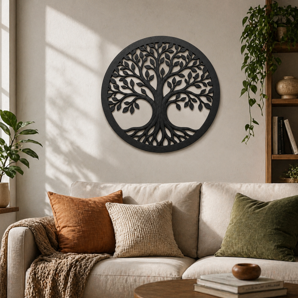 Tree of Life Wall Art STL File – Circular 3D Printable Wall Decor – Instant Download