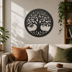 Tree of Life Wall Art STL File – Circular 3D Printable Wall Decor – Instant Download