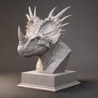 Triceratops Bust STL – Detailed Dinosaur Sculpture for 3D Printing - Display & Collector Model