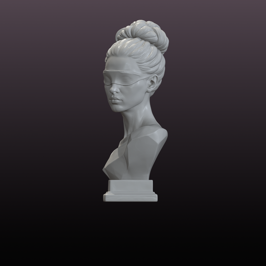 Veiled Vision Bust STL File Modern Blindfold Sculpture 3D Print Decor