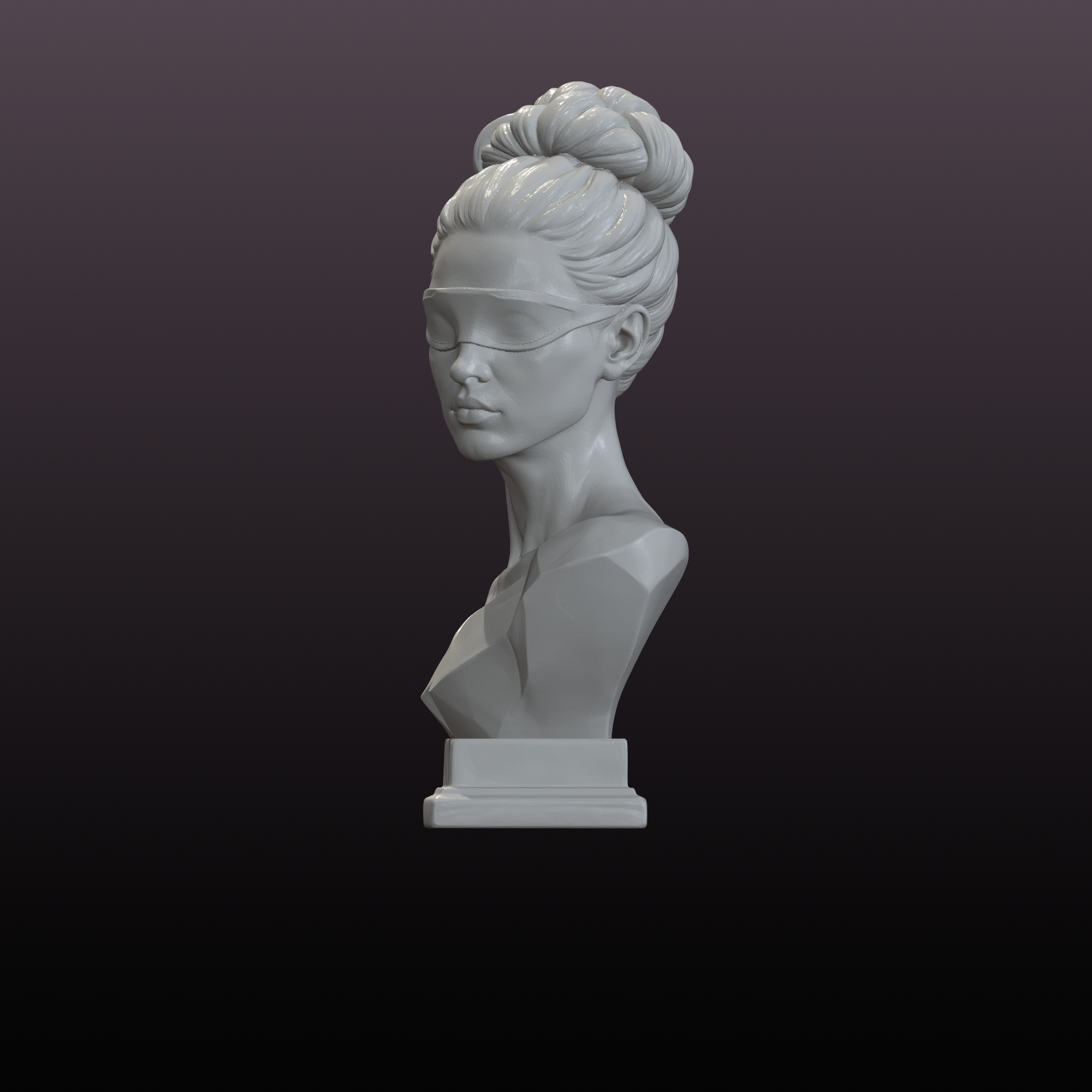 Veiled Vision Bust STL File Modern Blindfold Sculpture 3D Print Decor