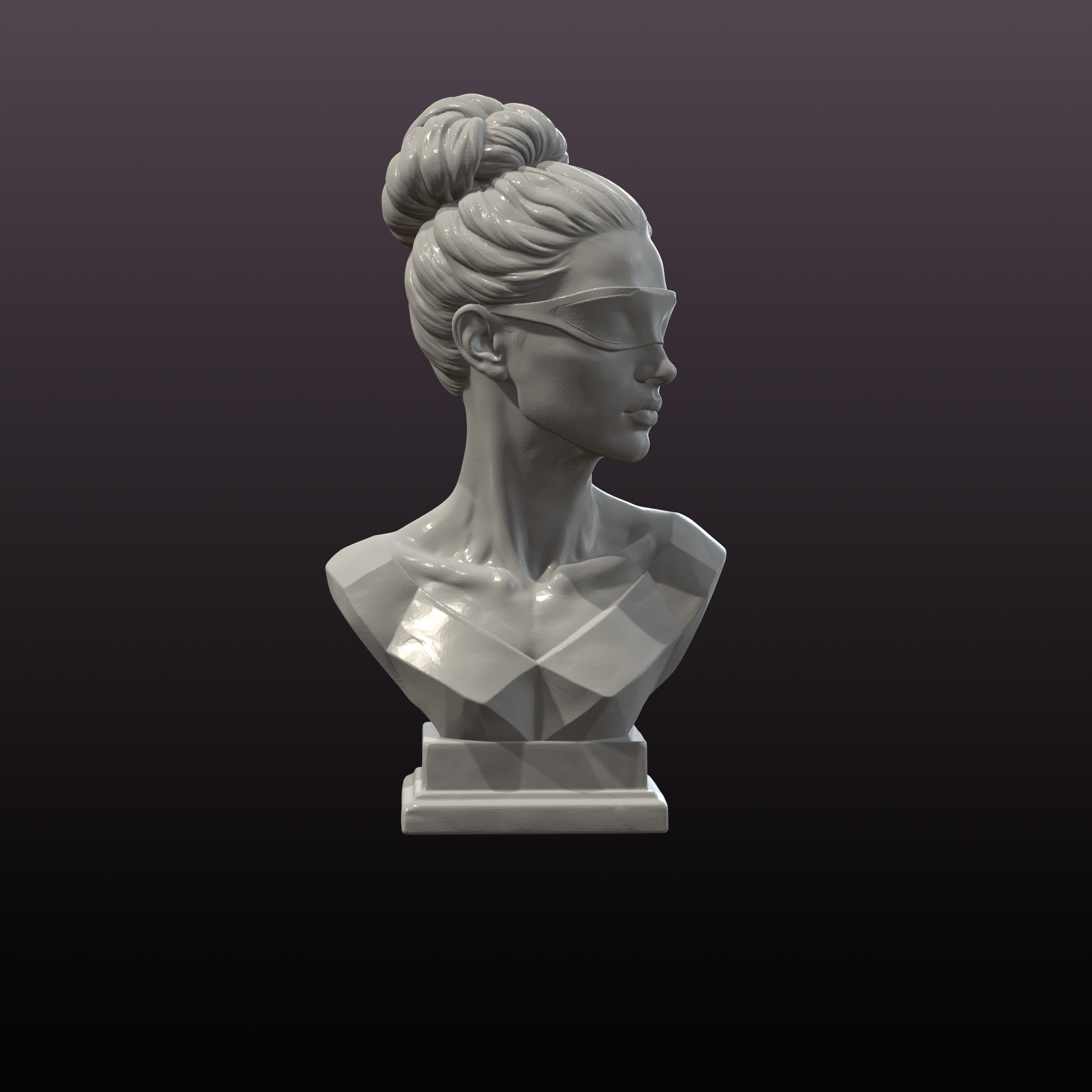Veiled Vision Bust STL File Modern Blindfold Sculpture 3D Print Decor