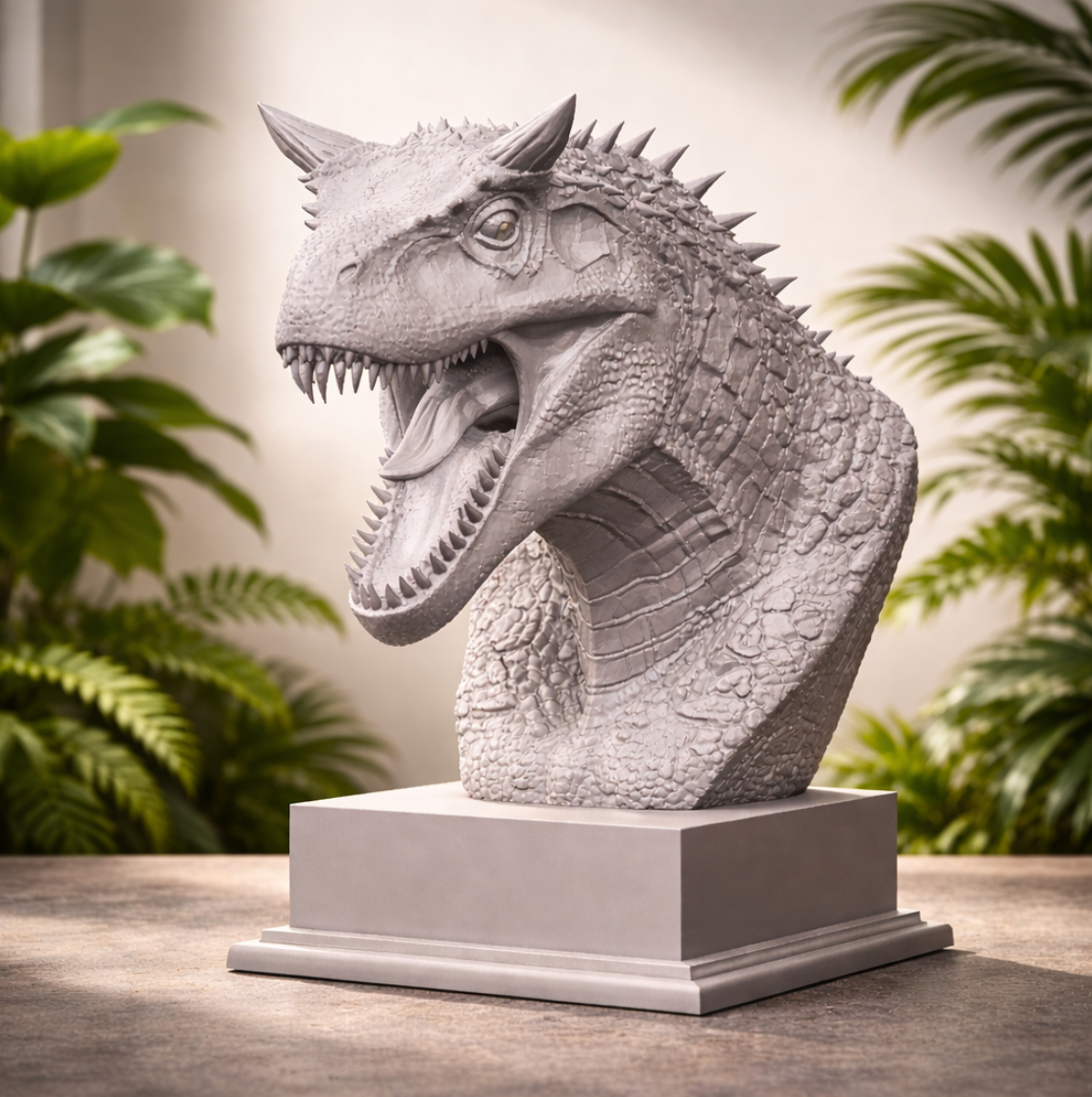 Velociraptor Bust STL – Detailed Dinosaur Sculpture 3D Print File | Digital Download Main image