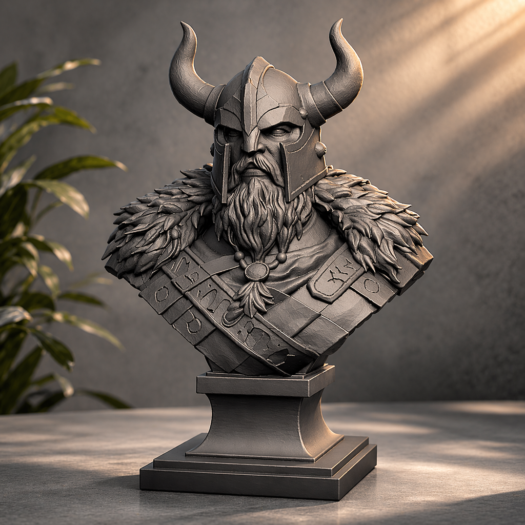 Viking Warrior Bust STL File – 3D Print Sculpture Download
