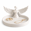 Winged angel jewelry dish 3D printed in marble PLA with rings
