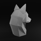 Low Poly Wolf Bust STL File for 3D Printing – Modern Geometric Animal Sculpture