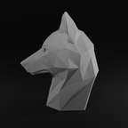 Low Poly Wolf Bust STL File for 3D Printing – Modern Geometric Animal Sculpture