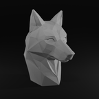 Low Poly Wolf Bust STL File for 3D Printing – Modern Geometric Animal Sculpture