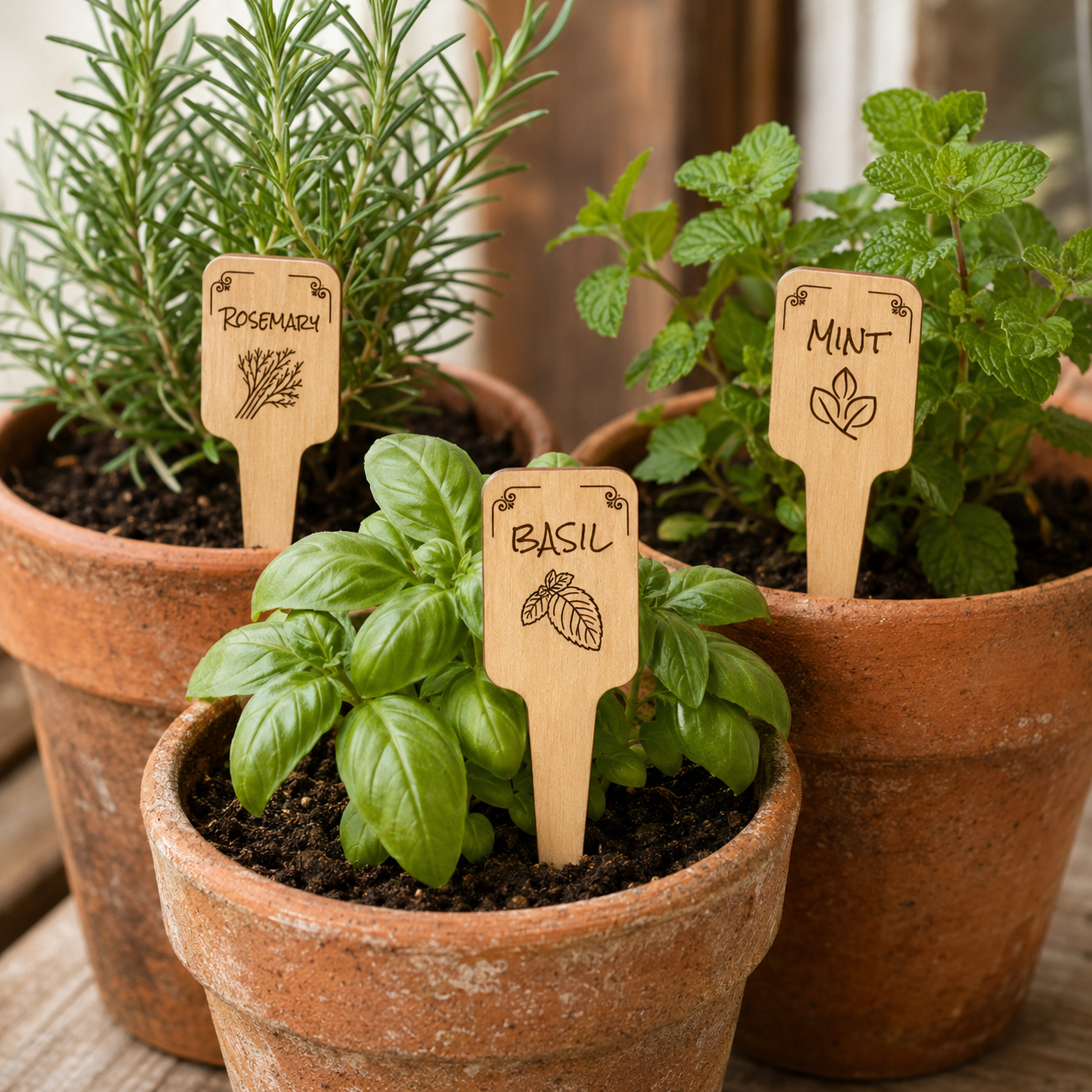 Herb Plant Marker SVG Set | 10 Laser Cut Garden Label Files