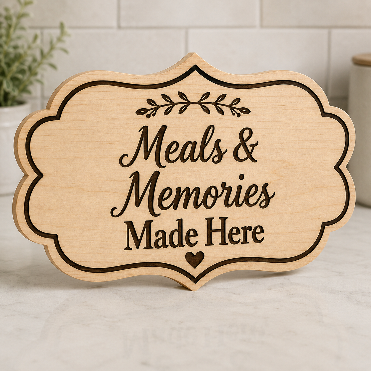 Meals & Memories Kitchen Sign SVG | Laser Cut Farmhouse Kitchen Decor Wood Sign | Engraving File for LightBurn LaserGRBL Secondary image