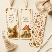 12 Printable Autumn Woodland Bookmarks, Fall Book Lover PDF Set