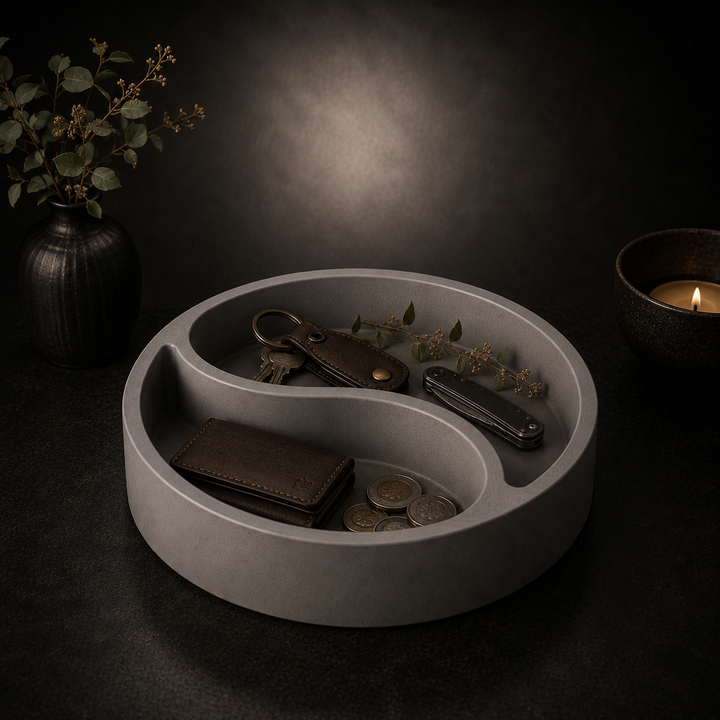 Yin Yang Organizer Tray STL File for 3D Printing Modern Desk Decor